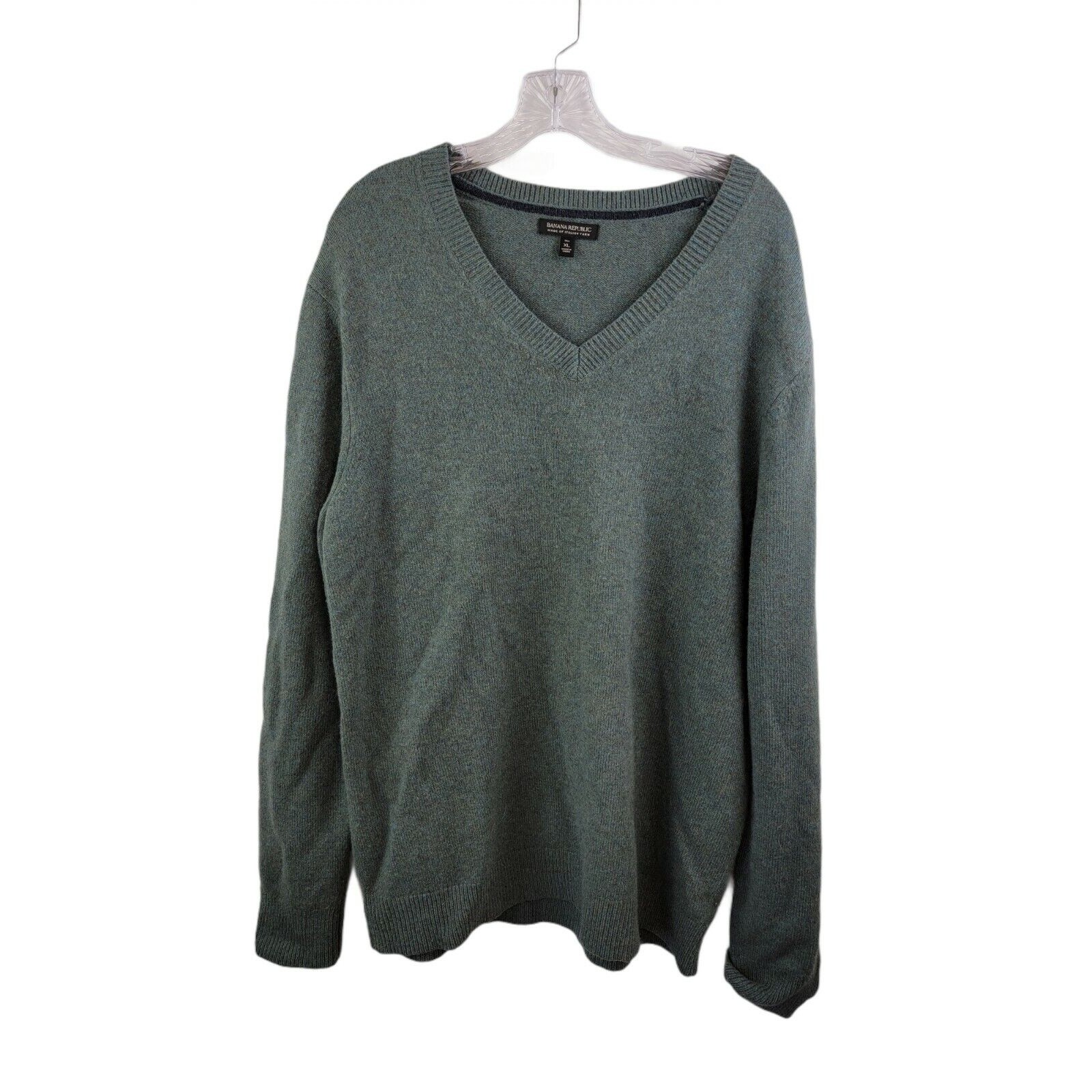 Banana Republic Sweater 100% Merino Wool V-Neck Xl Green